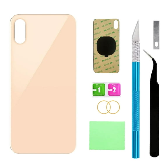 OEM Rear Back Glass Replacement for iPhone Xs Max 6.5 inches with Reparing Toolkit and Pre-Installed Adhesive (Gold)