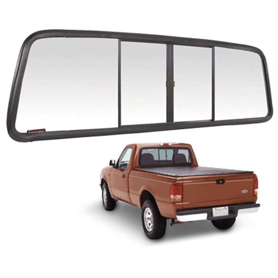 OEM Replacement Duo-Vent Four Panel Slider with Light Green Glass for 1973-1996 Ford F-Series