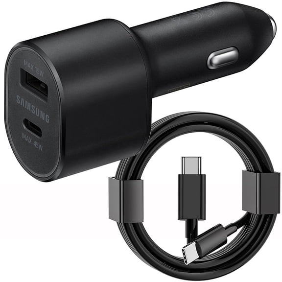 OEM Replacement for Samsung Galaxy S24/S23/S22/S21/S20 Ultra Plus Models, for iPhone 15/14/13/12/11 Pro Max USB-C PD Fast Car Charger Adapter Plug + 10ft USB-C to USB-C Fast Charging Cable Cord