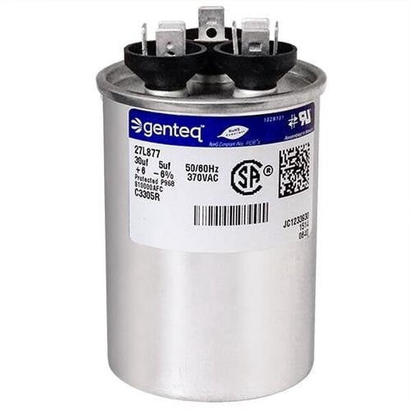 OEM Replacement for GE Capacitor 30 + 5 uf MFD 370V, 30/5 MFD, Dual Run, Round Capacitor