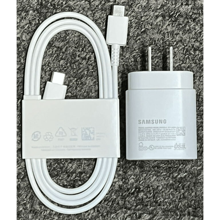 Samsung USB-C Chargeur Rapide 25W + USB-C Câble EP-TA800 Blanc 