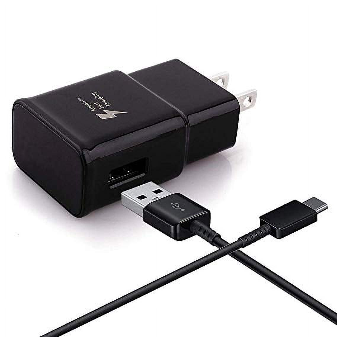 OEM Samsung Galaxy S8 S9 S10 LG G5 G6 G7 ThinQ One Fit Adaptive Fast Charger USB-C 3.1 Type-C Cable Kit Fast Charging USB Wall Charger AC Home Power Adapter [1 Wall Charger + 4 FT Type-C Cable] Black - image 1 of 7