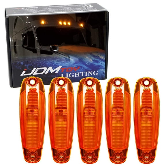 OEM-Spec 5pc Amber Lens 4-LED Front Raised Cab Roof Marker Light Assemblies For 2017-up Freightliner Cascadia Semi-Truck