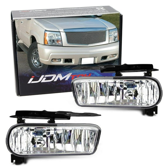 OEM-Spec Clear Lens Fog Light Foglamp Kit with 880 Halogen Bulbs w/Metal Mounting Brackets For 2002-2006 Cadillac Escalade (Including ESV EXT)