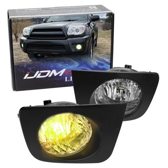 OEM-Spec Clear Lens Fog Light Kit with Super Bright 3000K Selective Yellow LED Replacement Bulbs, Relay Wiring On/Off Switch, For Toyota 2006-2009 4Runner