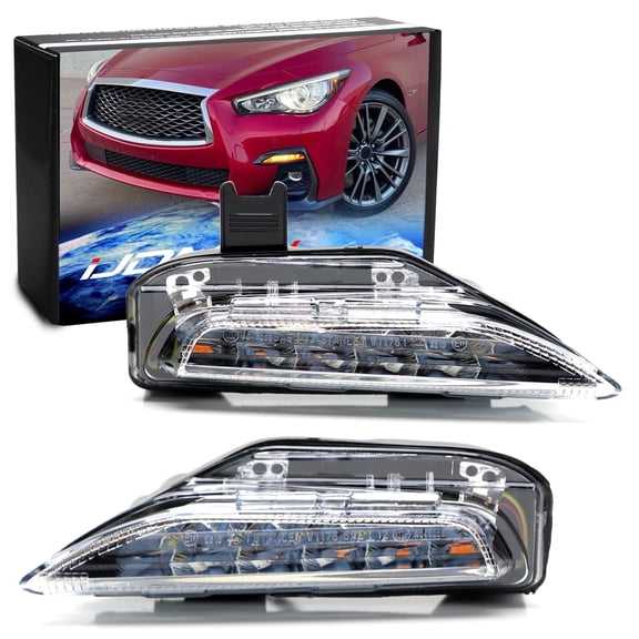 OEM-Spec Clear Lens Lower Bumper Amber LED ONLY Turn Signal Light Assy For Infiniti 2014-up Q50 Q50S