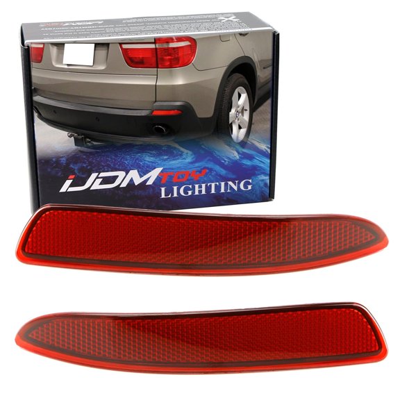 OEM-Spec Red Lens Rear Bumper Reflector Replacements For 2007-2010 BMW E70 X5, OE-Spec LH RH Assembly