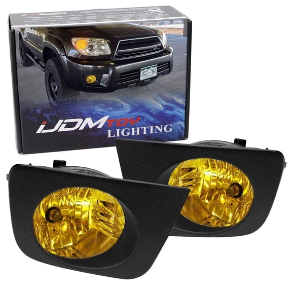 OEM-Spec Selective Yellow Lens Fog Light Kit With Fog Lamp Bezel Garnish Covers, Relay Wiring On/Off Switch, For Toyota 2006-2009 4Runner