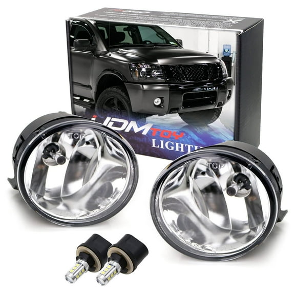 OEM-Spec Xenon White LED Bulb Fog Light Assemblies Kit, For 2004-2014 Nissan Titan, 2005-2007 Nissan Armada