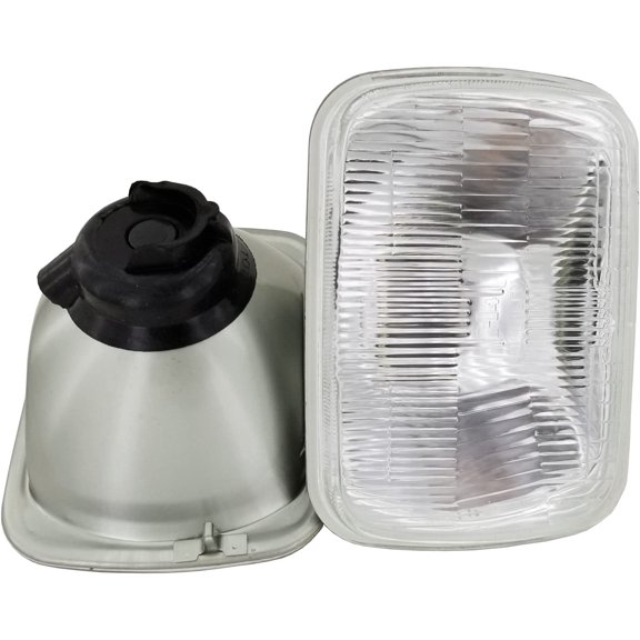OEM Style 76 Inch Round Headlight Assembly with Glass Lens Housing, Grey Shell, H4 Base Compatible with HID, LED and Bulbs, High Low Beam Conversion Lamp for Cars, Trucks and Vans