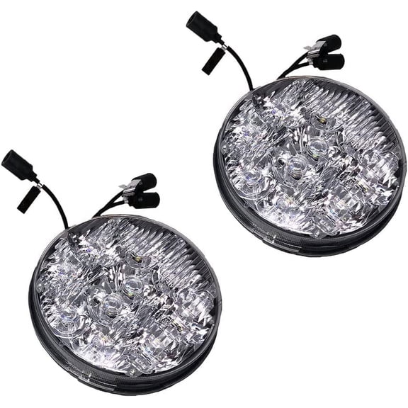 OEM Style Military Vehicle 7 inch White LED Round Headlight Assembly Pair plus Wiring, Compatible with Humvee M-Series and Jeep, 2 pack