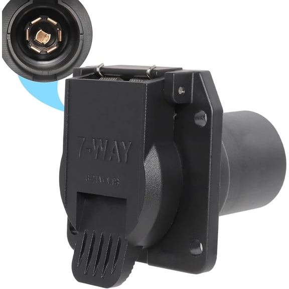 OEM Style Replacement 7-Way RV Blade Socket, USCAR to 7-Pin Vehicle-Side Female-End Socket for Ford, GMC, Chevy, Dod, Silverado, Sierra Trailer Plug, Factory 7 Pin & Tow Packa Required