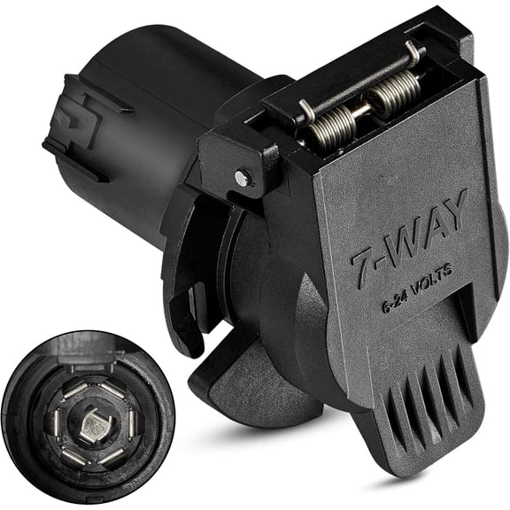 OEM Style Replacement USCAR to RV 7 Way Trailer Plug Adapter, Twist Lock Design 7-Way Blade Socket for Chevy, Ford, GMC and Nissan, Factory Pin Tow Packa Required