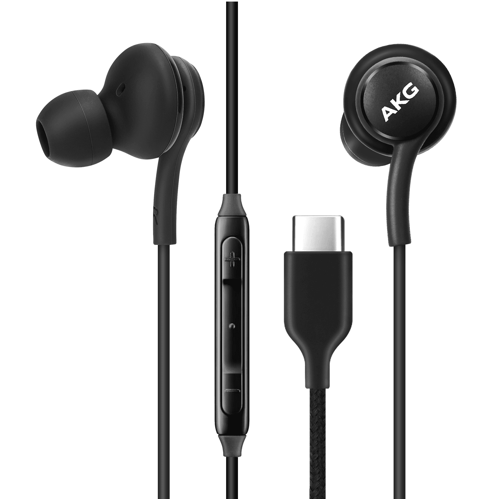 OEM UrbanX 2021 Type C Stereo Headphones for Oppo Ace2 Braided Cable with Microphone Black USB C Connector US Version