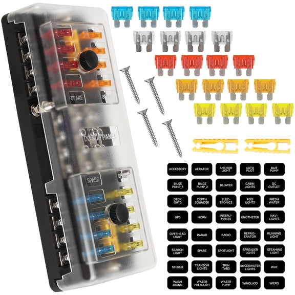 OEMASSIVE Fuse Box 16-Way Blade Block Cover Holder RV 12V 32V Auto Marine Car Waterproof