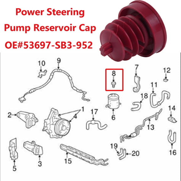 OEMASSIVE 1X for Honda Accord Civic CRV Odyssey Pilot Power Steering Pump Reservoir Cap