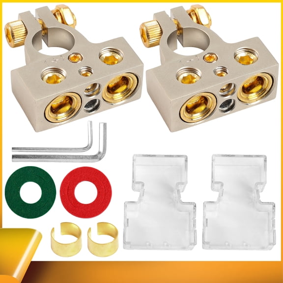 OEMASSIVE 2pcs Positive Negative Car Battery Terminal Clamp Connector Kit Cover Washers