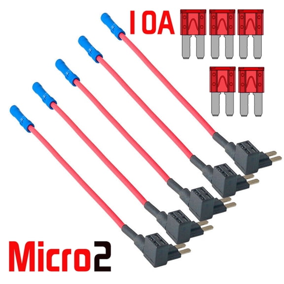 OEMASSIVE 5Pcs Fuse TAP Adapter Kit 12V 10 Amp Car Add-a-circuit Micro2 Blade ATR APT Fuse