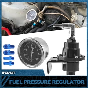 OEMASSIVE Universal Adjustable Fuel Pressure Regulator Gauge Fitting Kit Black Aluminum