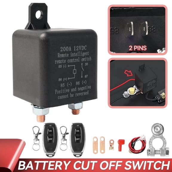 OEMASSIVE Wireless Remote Car Battery Disconnect Relay Master Kill Cut-off Switch 12V 200A