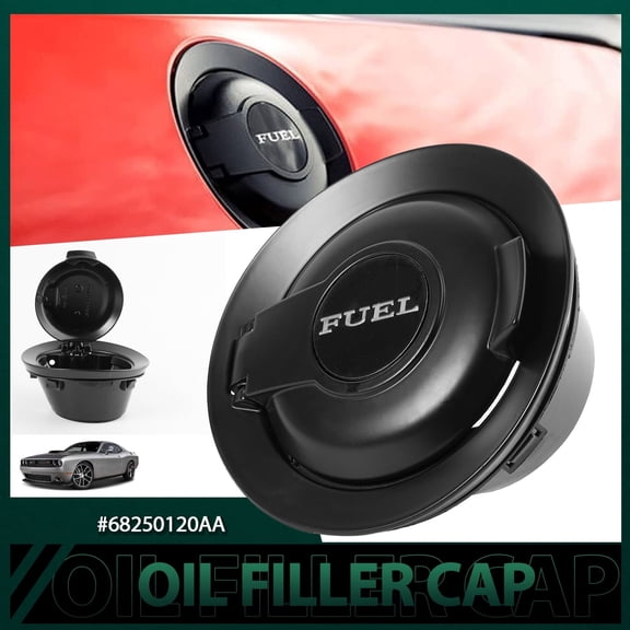 OEMASSIVE Black Vapor Edition Fuel Gas Filler Door Cap Cover for Dodge Challenger 2008-2020