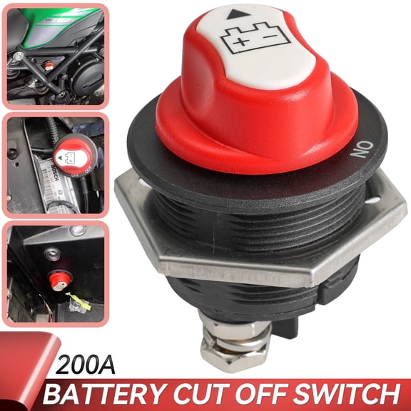 OEMASSIVE 200A Car Battery Rotary Disconnect Switch Safe Cut Off Isolator Power Disconnecter for Auto Truck Motorcycle Boat Accessories