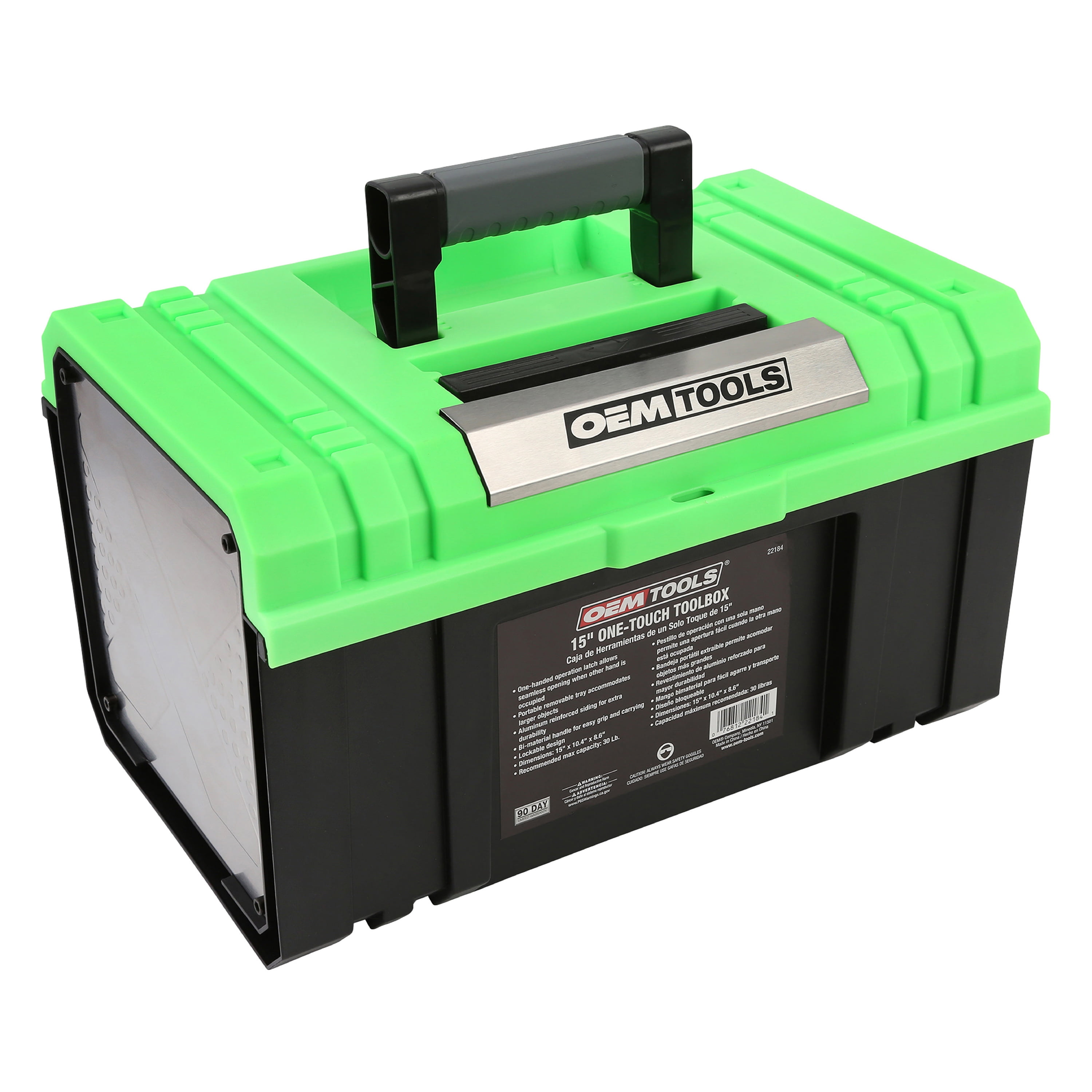OEMTOOLS 15-Inch One-Touch Tool Box, Green, 22184 