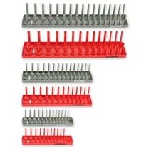 OEMTOOLS 22413 6 Piece SAE and Metric Socket Tray Set (Red and Gray), 1/4", 3/8", and 1/2" Drive Socket Holders Organizers for Tool Box