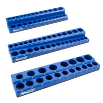 OEMTOOLS 22486 3 Piece Metric Magnetic Socket Tray Set, Magnetic Socket Organizer Holds Up to 75 Sockets in 1/4", 3/8", and 1/2" Sizes, Blue Magnetic Socket Holders