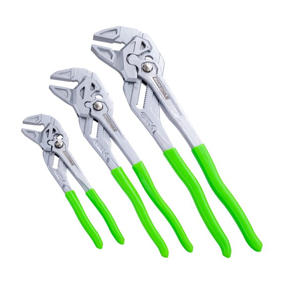 OEMTOOLS 22672 3-Piece (7", 10", 12") Push Button Groove-Joint Pliers, Non-Marring Jaws