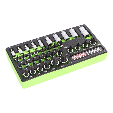OEMTOOLS 23991 35 Piece Multi-Drive Star Socket Set, Torx Socket Set with EVA Foam Tray, Designed to Fit in Cabinets and Tool Boxes, Easy Identification
