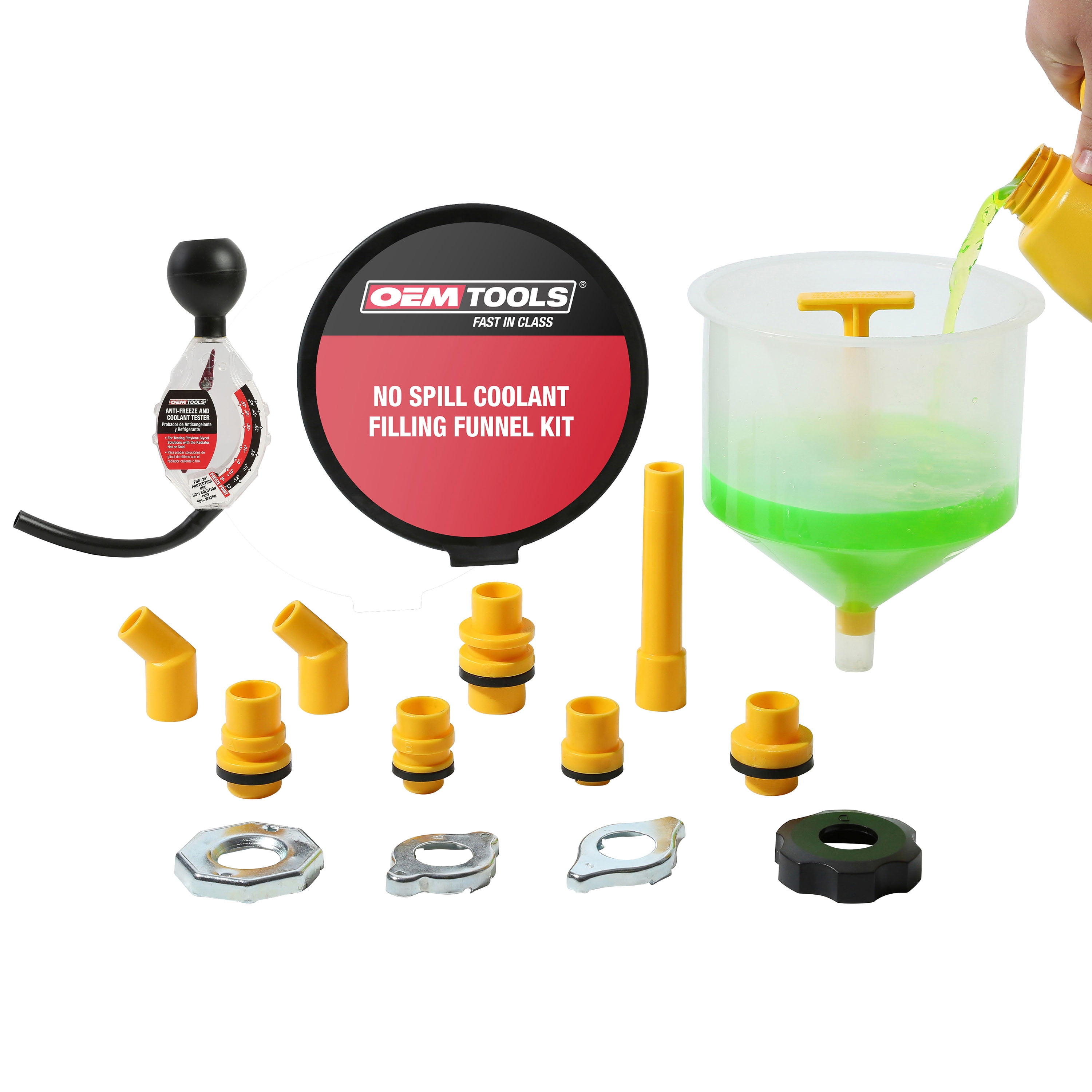 OEMTOOLS 87045 No Spill Coolant Filling Funnel Kit with Coolant