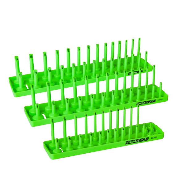 OEMTools 1/2" SAE Socket Tray Organizer, 3 Pack, Green