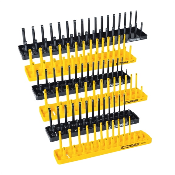 OEMTools 6 Piece SAE and Metric Socket Tray Set (Yellow and Black)