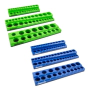 OEMTools Metric & SAE Magnetic Socket Organizer, 6 Pack Set, Blue & Green
