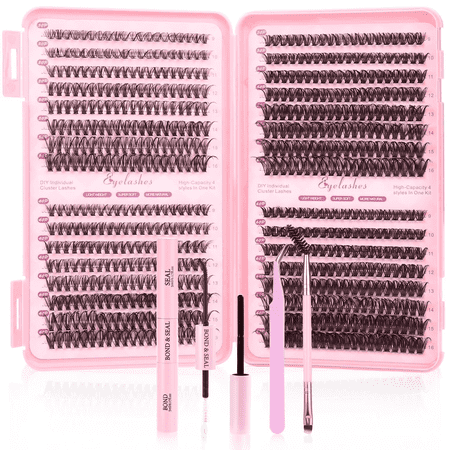 HCUSIHFEW Lash Extension Kit 640pcs Individual Lashes Cluster Eyelash Extension Kit 30D+40D 9-16mm Mixed Color Lashes