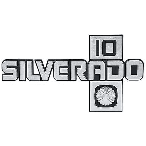 OER 14026451 - 1981-87 Chevy Blazer, Pickup, Suburban; SILVERADO 10 Front Fender Emblem ; Each; GM Licensed
