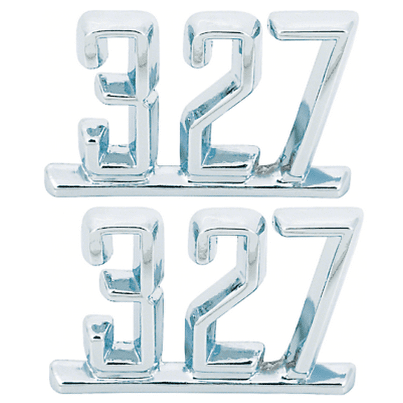 OER "327" Front Fender Emblem Set 1965-1967 Nova Camaro Corvette Impala Chevelle