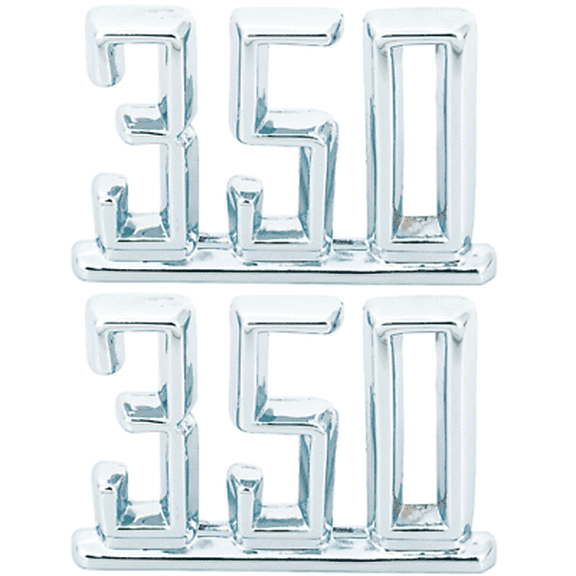 OER "350" Front Fender Emblem Set 1965-1967 Nova Camaro Corvette Impala Chevelle
