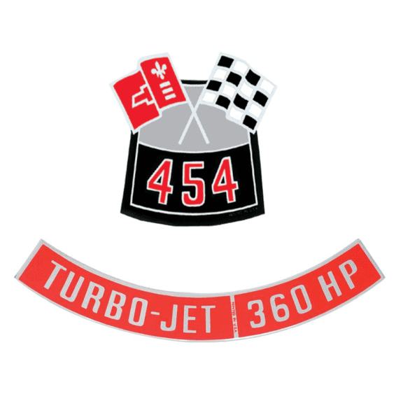OER 454 With 360 HP Air Cleaner Decal Set Camaro Nova Chevelle Impala Corvette