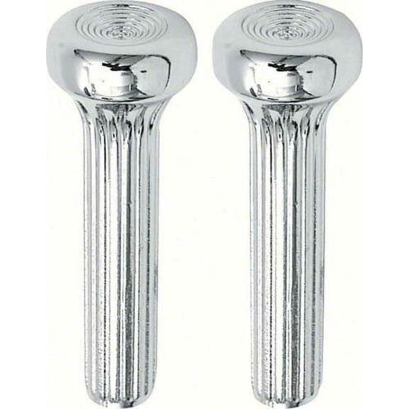 OER Chrome Ribbed Diecast Door Lock Knob Set 1965-1990 Chevy Pontiac Olds Buick