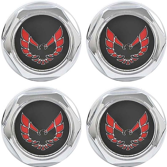 OER Chrome With Red Bird Emblem Wheel Center Cap Set 1977-1981 Pontiac Firebird