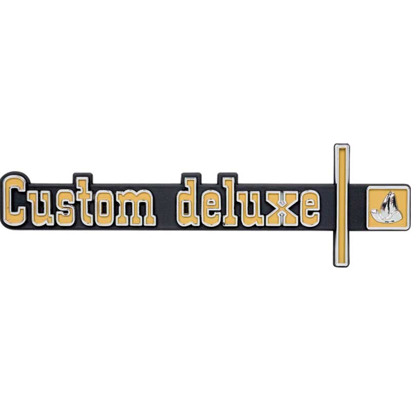 OER "Custom Deluxe" Dash Panel Emblem 1973-1974 Chevy Pickup Trucks