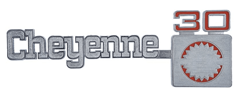OER Cheyenne 10 Front Fender Emblem Set - Chrome Die-Cast For 1975-1980 Chevy C10 Pickup & Suburban