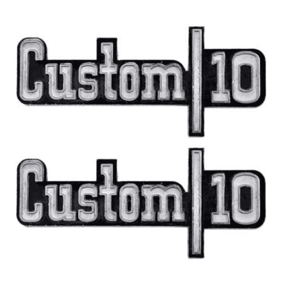 OER Front Fender "Custom 10" Emblem Set 1973-1976 Chevy Pickup Trucks