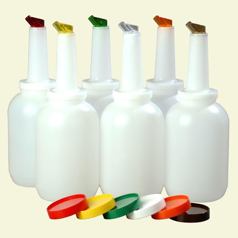 OF 6) Store Pour Spout Bottle Cotaiers FlowStow Fruit Juice & Liquor