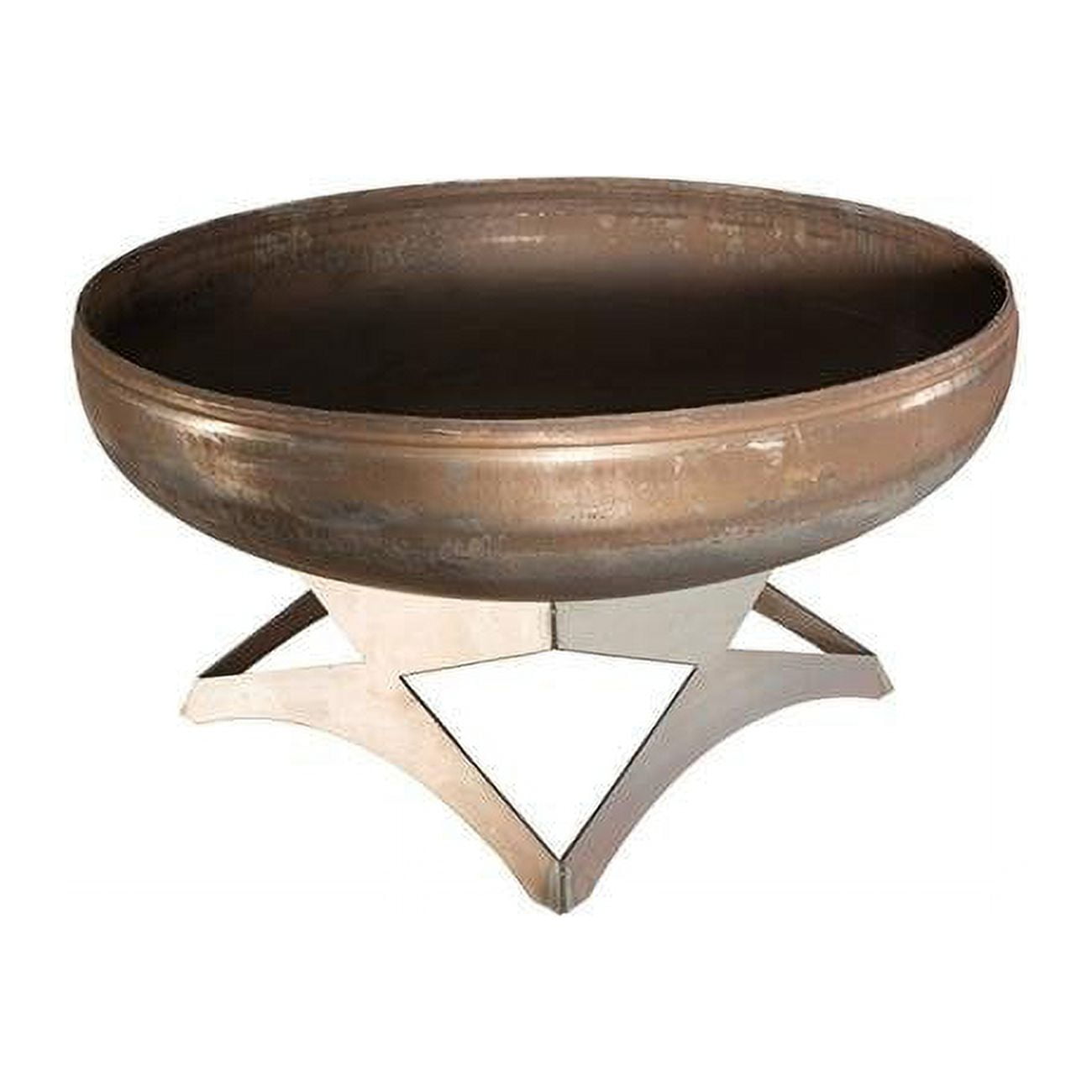 Liberty 24" Natural Steel Gas Fire Pit with Angular Base