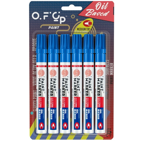 OFC-P Oil-Based Permanent Paint Marker Pen,Medium Tip,Blue,Pack of 6