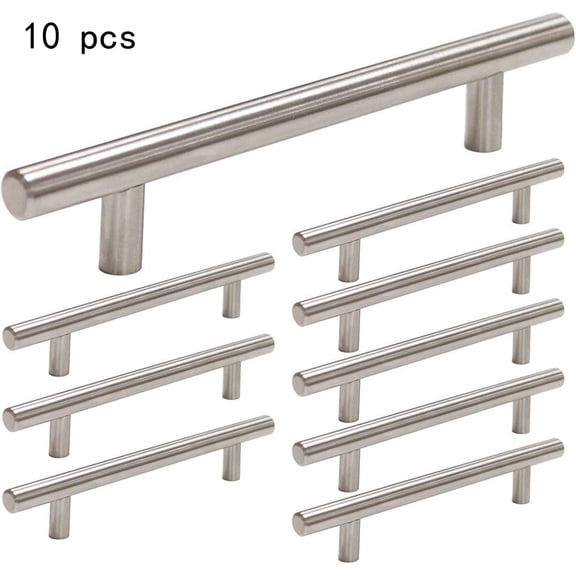OFEFE 10 PCS Sliver Kitchen Cabinet Handles Brushed Nickel Drawer Pulls -Cabinet Hardware 4in Hole Centers Cabinet Door Handles for Dresser Drawers