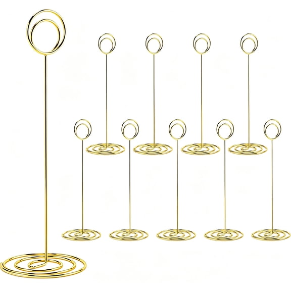 OFEFE 10Pcs Table Number Holders, 8.7 inch Tall Table Number Stands Place Card Holder for Wedding Party Graduation Reception Restaurant Home Photo Picture Office Memo (Gold, 8.7in)